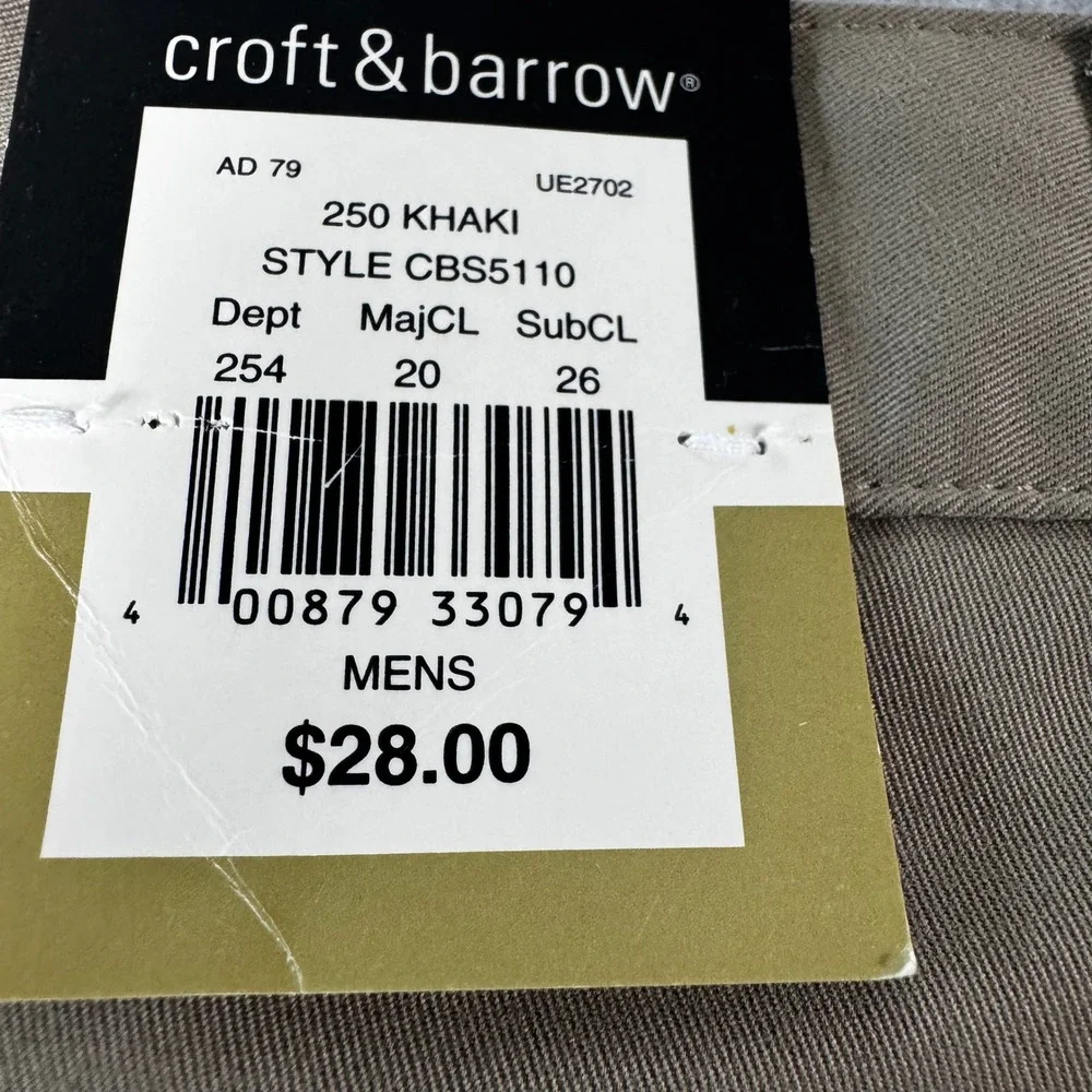 Croft & Barrow Golf Shorts Mens 38 Khaki NEW Microfiber Pleated CBS5110